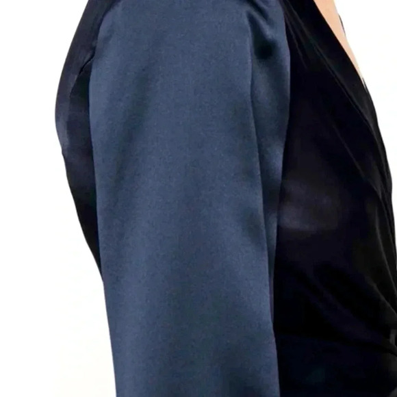 NWT-CINQ A SEPT SERENA SILK NAVY WRAP STYLE MIDI DRESS-Size 0 - Picture 3 of 6